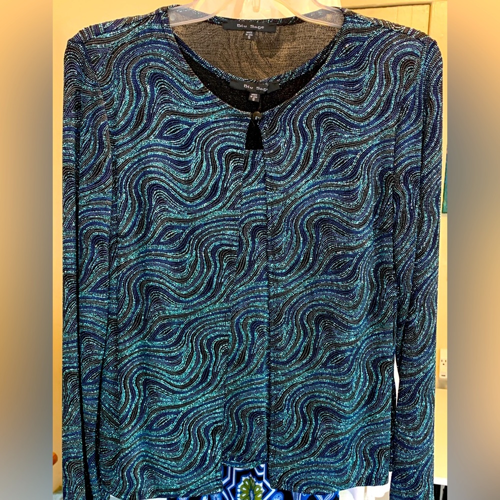 Blu Sage formal tank top, with jacket and lots of bling!